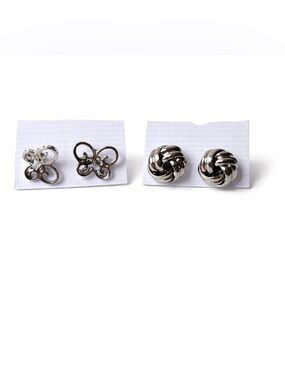 Silver Knot and Butterfly Stud Earring Set - Women Jewelry